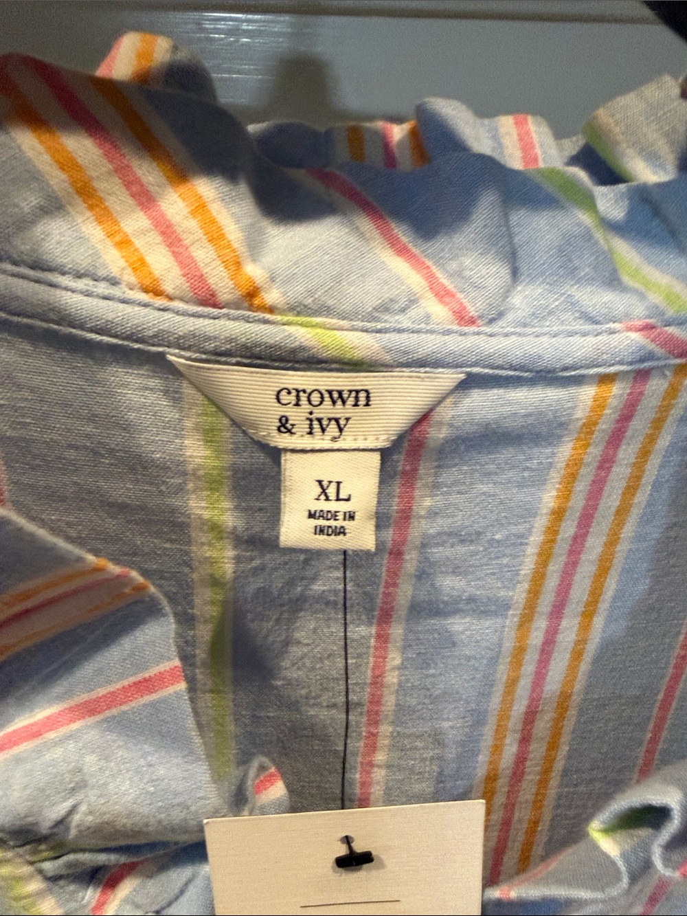 crown & ivy Light Blue Pastel Stripe Sleeveless Linen Dress - Picture 2 of 6
